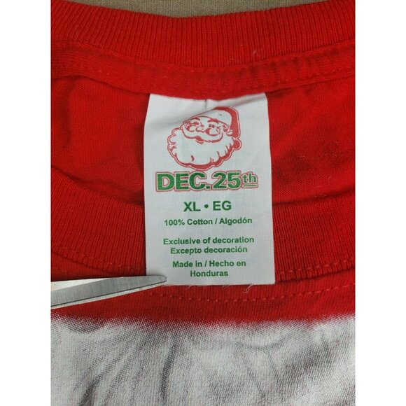 Dec 25th Santa Claus Red Short Sleeve T-Shirt Men's Size Extra Large Holiday Dec - Picture 5 of 7